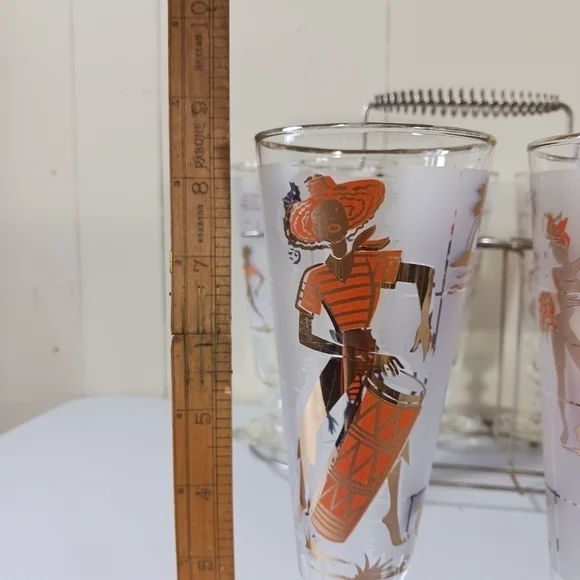 Vintage Libbey Glass Company Calypso Caribbean Cruise Set of7  Pilsner Glasses - Picture 6 of 6